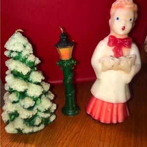 Vintage lot of 3 Christmas candles